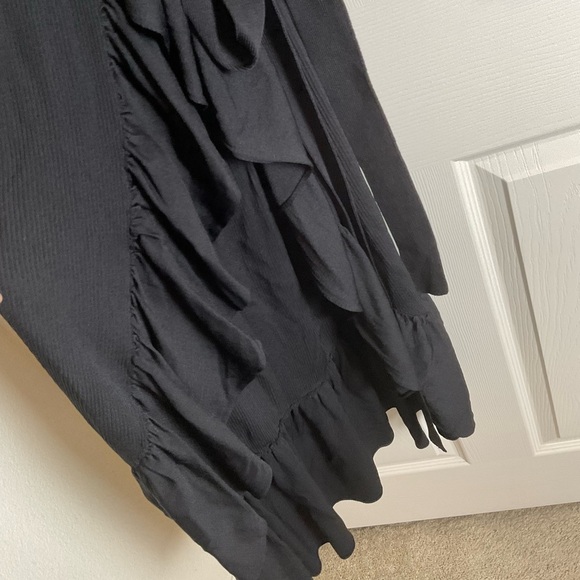 Zara Knit Ruffled Wrap Midi Dress Black size small - Picture 5 of 10